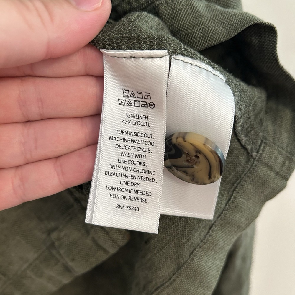 Nicole Miller Utility Jacket large Linen Workwear Pockets Button y2k Lagenlook - Picture 5 of 7